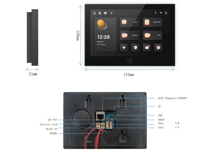 WI704 (7-inch indoor panel with split-screen)