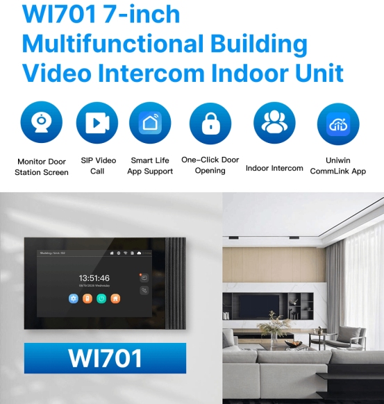 W1701 7-inch Multifunctional Villa Intercom Indoor Unit is a comprehensive security